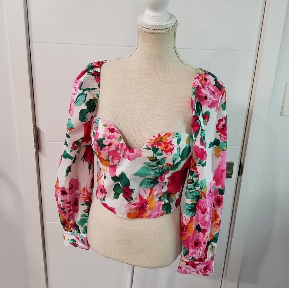 Alberto Audenino Floral Print Cropped Top Size M